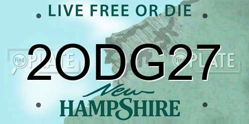 2ODG27 New Hampshire License Plate