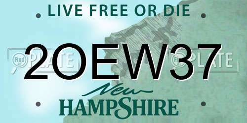 2OEW37 New Hampshire License Plate