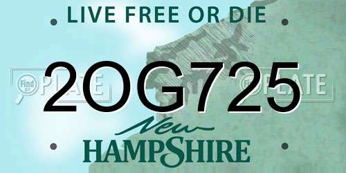 2OG725 New Hampshire License Plate