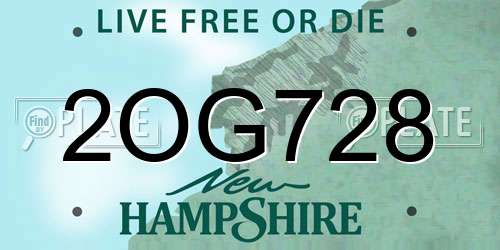 2OG728 New Hampshire License Plate