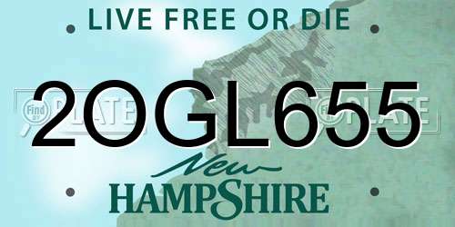 2OGL655 New Hampshire License Plate