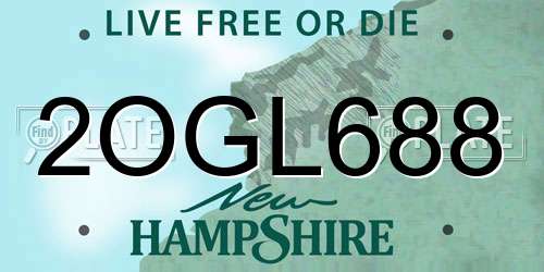 2OGL688 New Hampshire License Plate