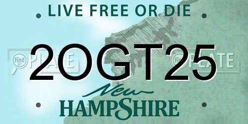 2OGT25 New Hampshire License Plate