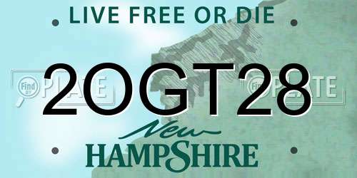 2OGT28 New Hampshire License Plate