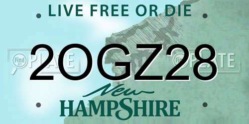 2OGZ28 New Hampshire License Plate