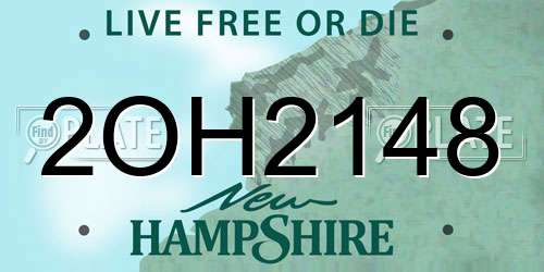 2OH2148 New Hampshire License Plate