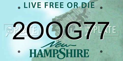 2OOG77 New Hampshire License Plate