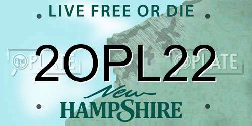2OPL22 New Hampshire License Plate