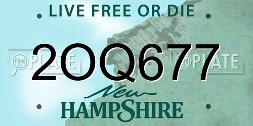2OQ677 New Hampshire License Plate