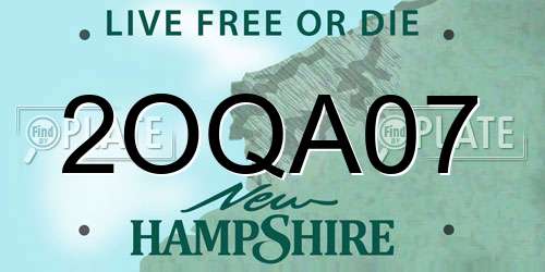 2OQA07 New Hampshire License Plate