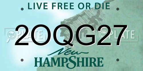 2OQG27 New Hampshire License Plate