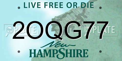 2OQG77 New Hampshire License Plate