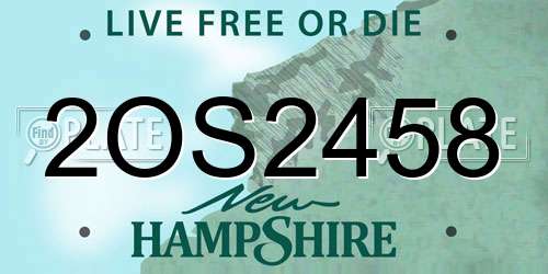 2OS2458 New Hampshire License Plate