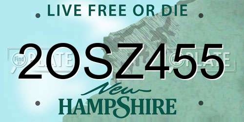 2OSZ455 New Hampshire License Plate