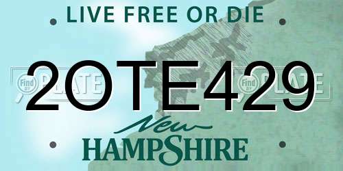 2OTE429 New Hampshire License Plate
