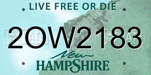 2OW2183 New Hampshire License Plate