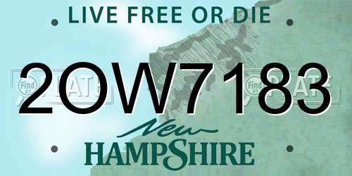 2OW7183 New Hampshire License Plate