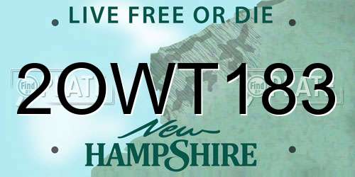 2OWT183 New Hampshire License Plate