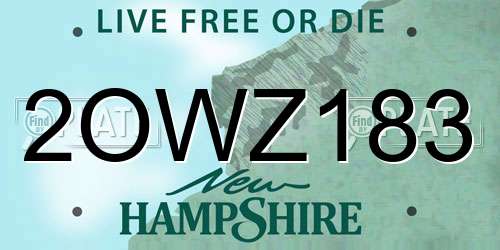 2OWZ183 New Hampshire License Plate