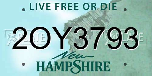2OY3793 New Hampshire License Plate