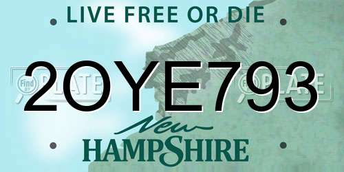 2OYE793 New Hampshire License Plate