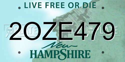 2OZE479 New Hampshire License Plate