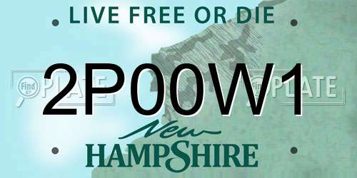 2P00W1 New Hampshire License Plate