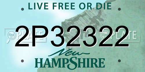 2P32322 New Hampshire License Plate