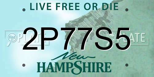 2P77S5 New Hampshire License Plate