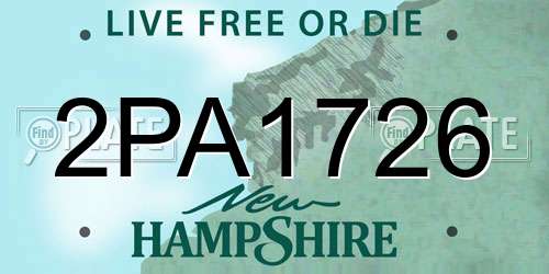 2PA1726 New Hampshire License Plate