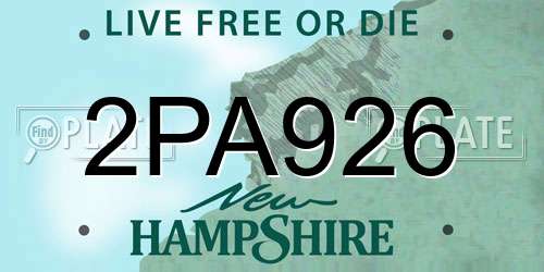 2PA926 New Hampshire License Plate