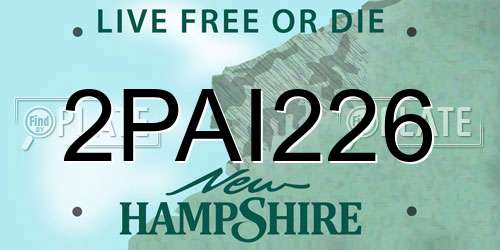 2PAI226 New Hampshire License Plate