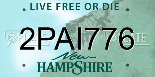 2PAI776 New Hampshire License Plate