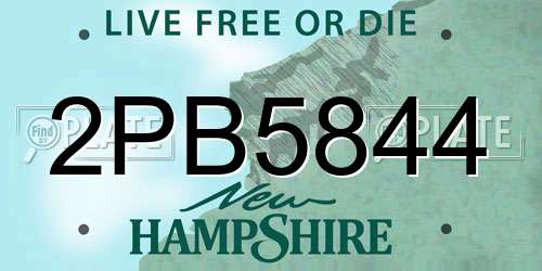 2PB5844 New Hampshire License Plate