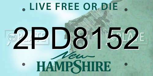 2PD8152 New Hampshire License Plate