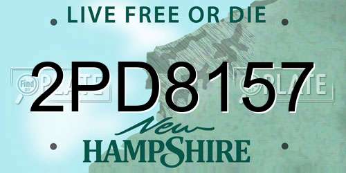 2PD8157 New Hampshire License Plate