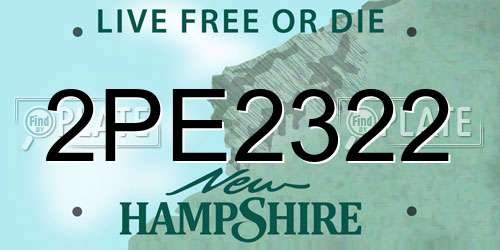2PE2322 New Hampshire License Plate