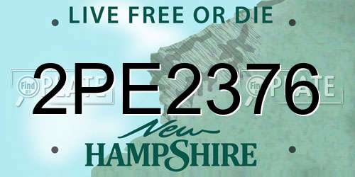 2PE2376 New Hampshire License Plate