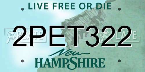 2PET322 New Hampshire License Plate
