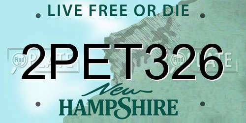 2PET326 New Hampshire License Plate
