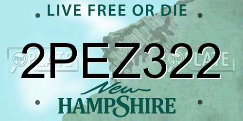 2PEZ322 New Hampshire License Plate