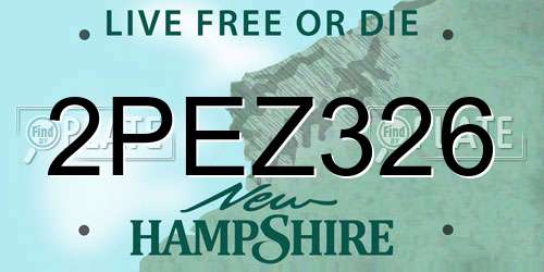 2PEZ326 New Hampshire License Plate