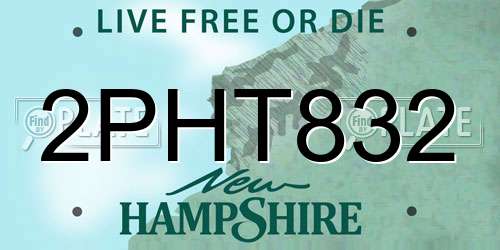 2PHT832 New Hampshire License Plate