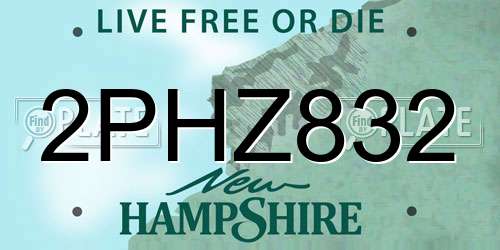 2PHZ832 New Hampshire License Plate