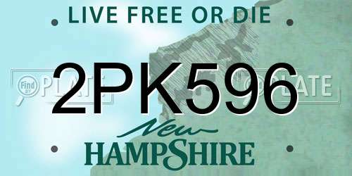 2PK596 New Hampshire License Plate