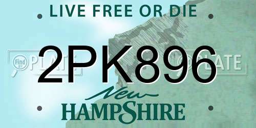 2PK896 New Hampshire License Plate