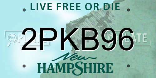 2PKB96 New Hampshire License Plate