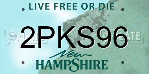 2PKS96 New Hampshire License Plate