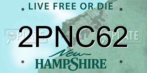 2PNC62 New Hampshire License Plate
