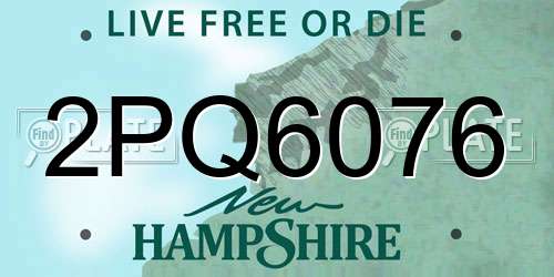 2PQ6076 New Hampshire License Plate